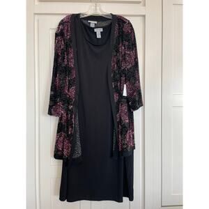 Catherine's Blk shift dress with floral jacket 2X 22/24W separates NWT